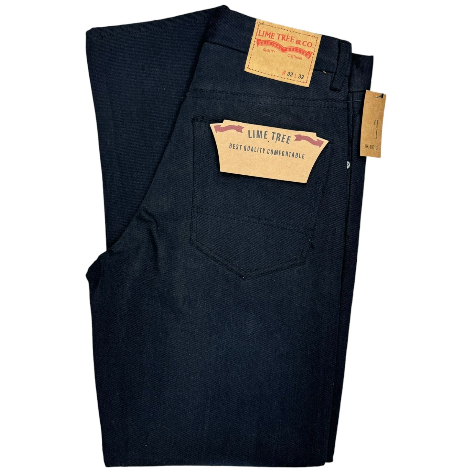 LIME TREE Men's Regular Fit Straight Leg Denim Jeans Size 30-52