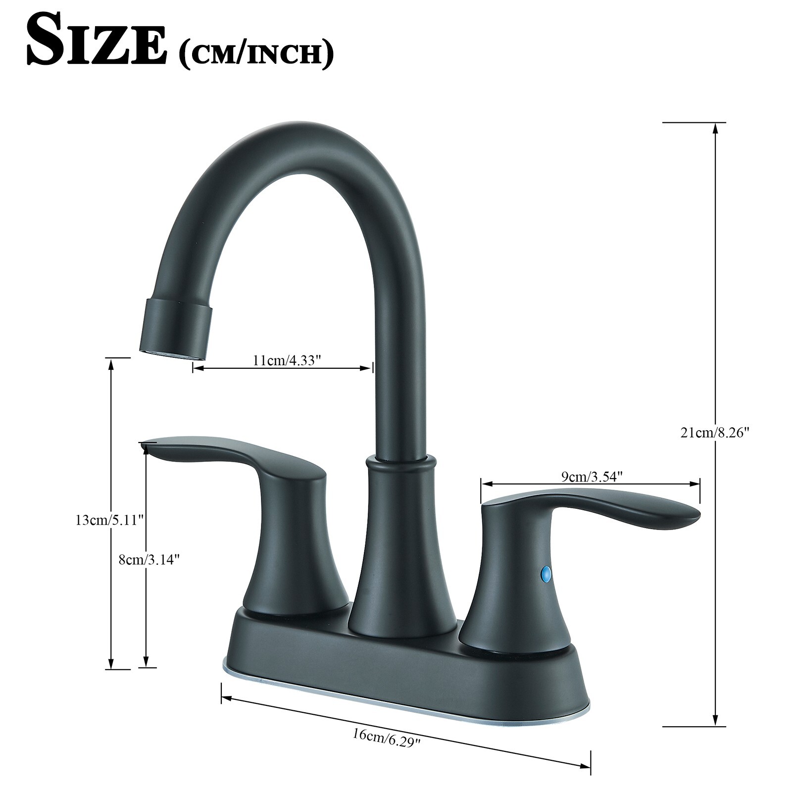 Black Bathroom Sink Faucet 3 Holes 4 Inch Centerset Vanity Mixer Faucet 2 Handle