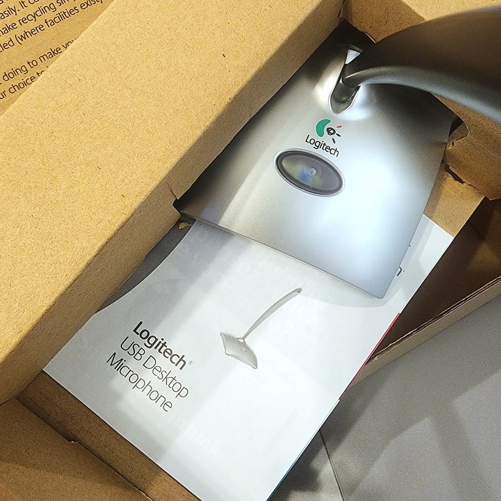 NEW in Box Logitech Microphone 981-000246 USB Desktop Wired Black Silver Basic