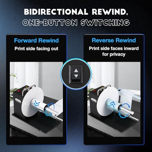 Upgraded Automatic Label Rewinder, Larger Label Width 7.08" Diameter 8.78",