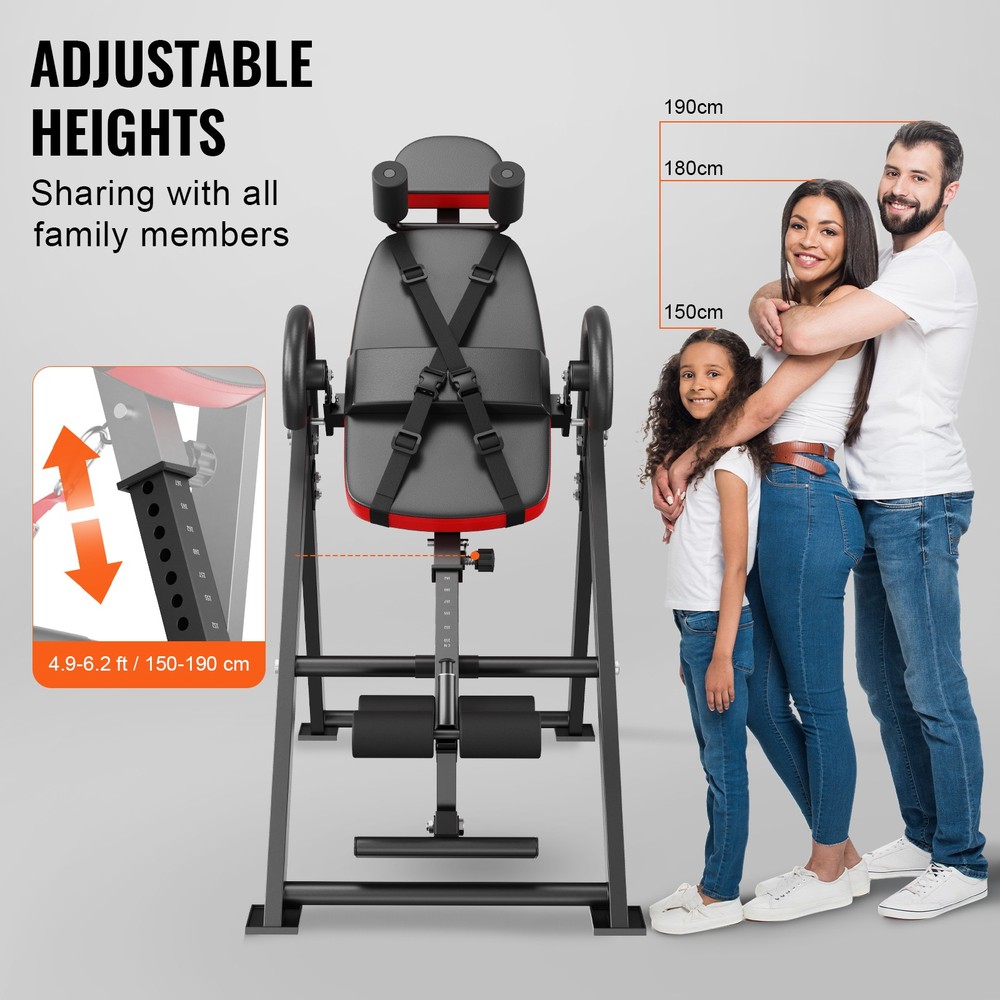 Folding Inversion Table for Back Stretching - Adjustable Height, 300 lb Capacity
