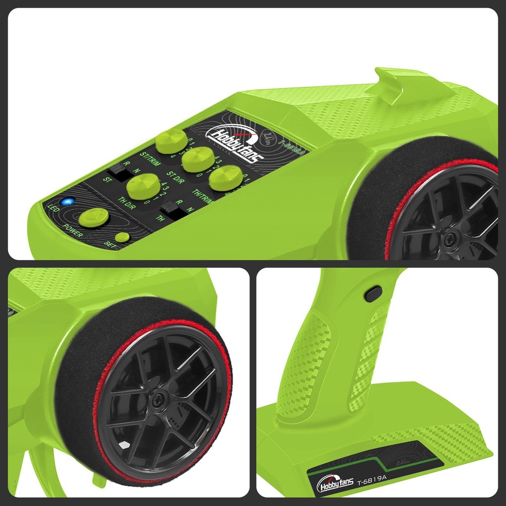 Hobby Fans RC Radio System 4CH 2.4G Transmitter with Green & Black