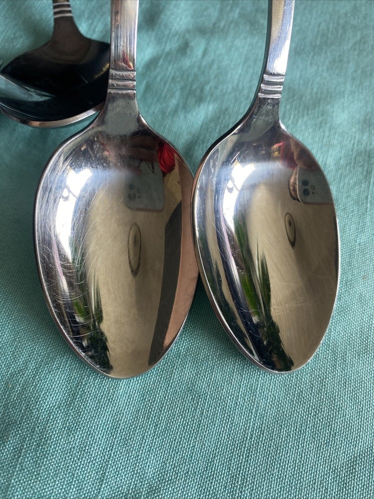 4 Pcs Rogers Co Country Shell Dinner Spoons Stainless Flatware
