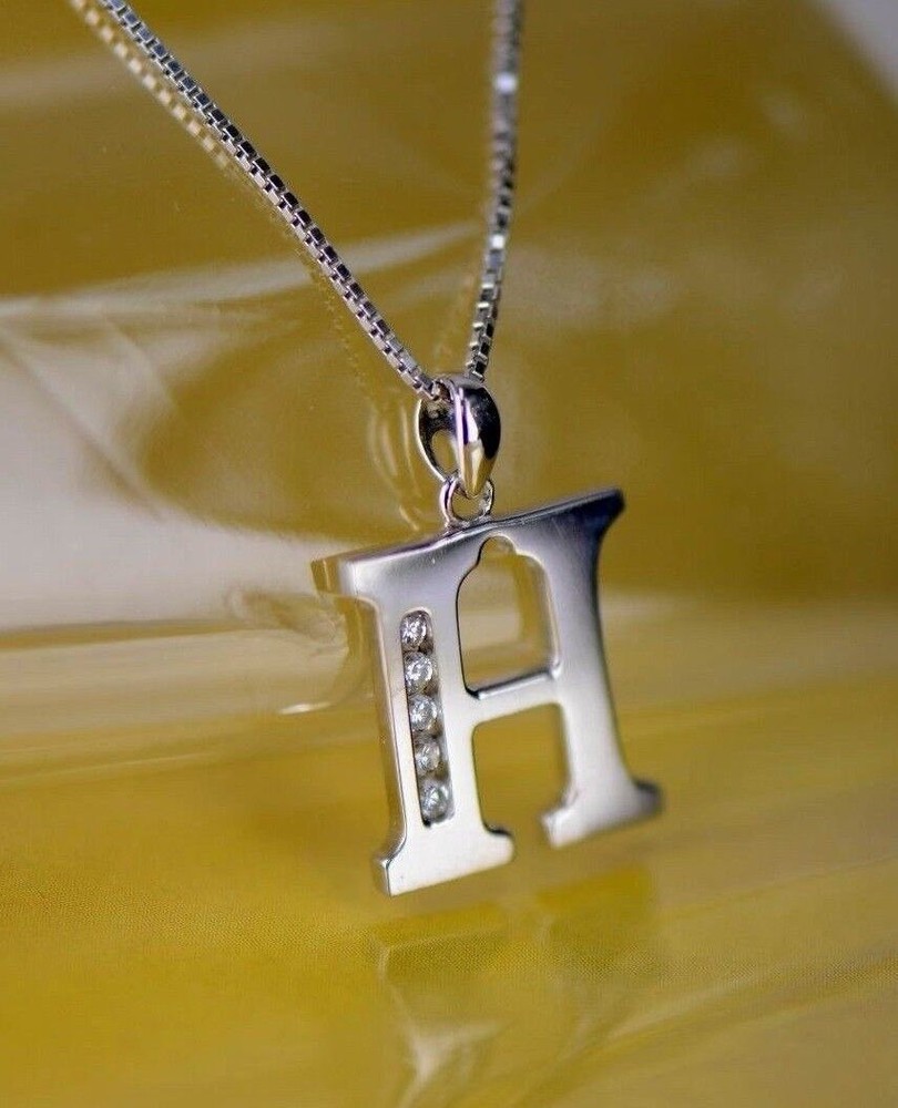 925 Sterling Silver Initial Letter CZ Pendant