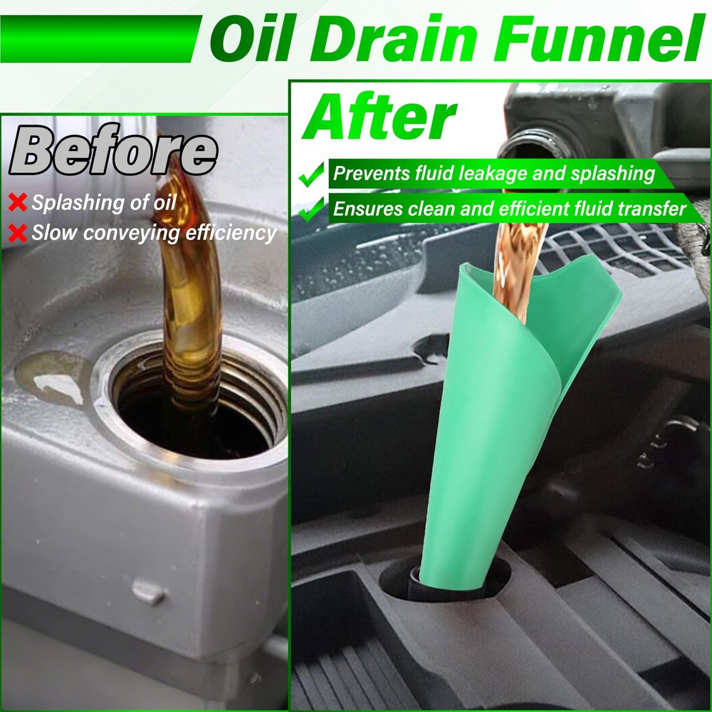 Flexible Oil Funnel set Multi-Purpose Reusable Draining Tool Green