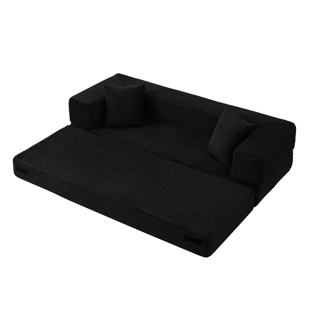 Modern Cord Sofa Classic Square Design, Unique Two-tier Design