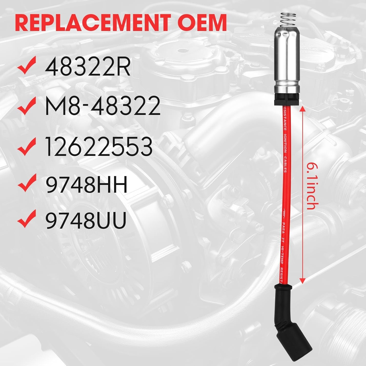 8 Pcs Spark Plug Wires Set & 41-110 Iridium Spark Plugs Compatible with 2000-201