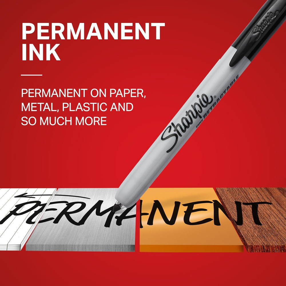 Retractable Permanent Markers, Fine Point, Assorted Colors, 3 Count