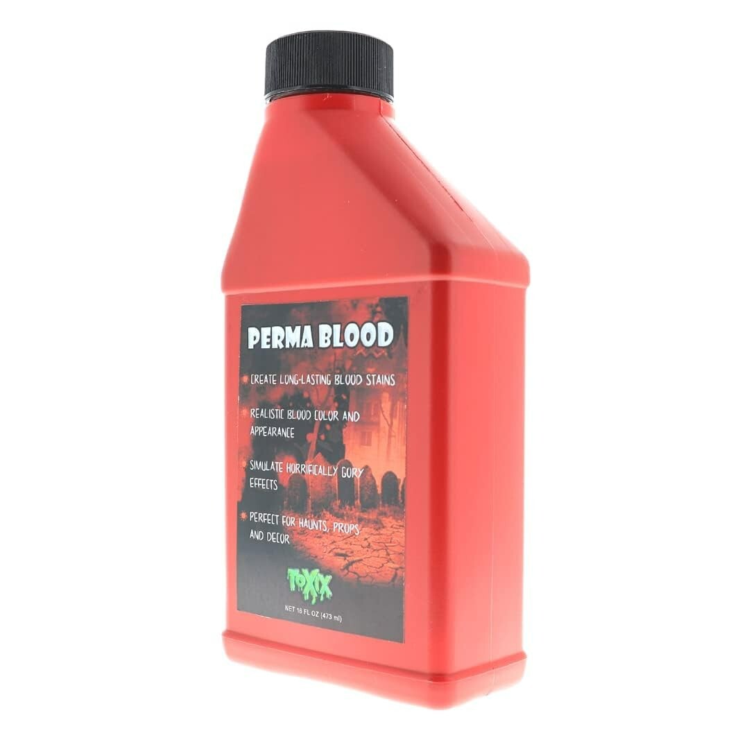 Perma Blood 16 Oz - PERMANENT Fake Blood! Perfect for Haunts, Gore, and Props!