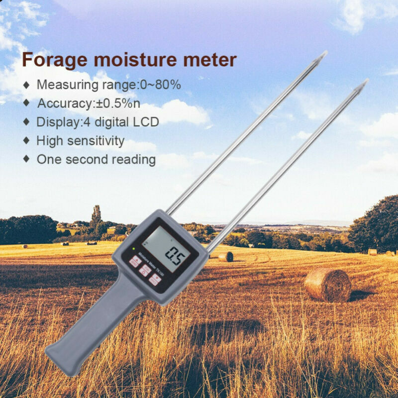 Hay Moisture Meter Humidity Tester Analyzer Straw Moisture Content Testing 0-80%