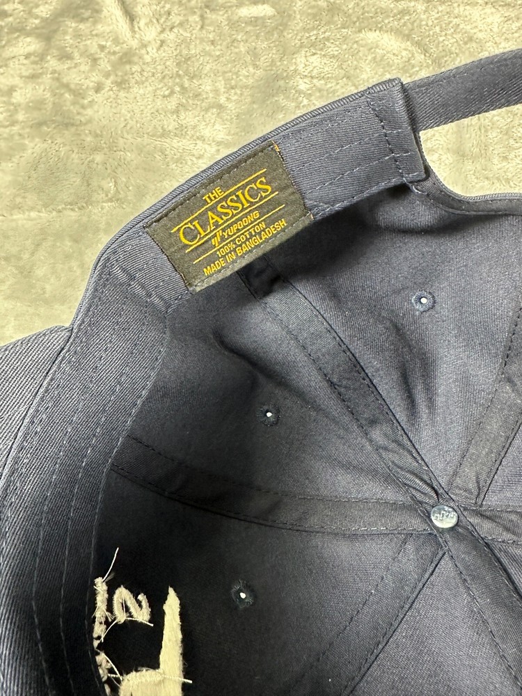 Focus Features Logo Hat Strap Back Cap Blue White Spell Out Adjustable Sizing