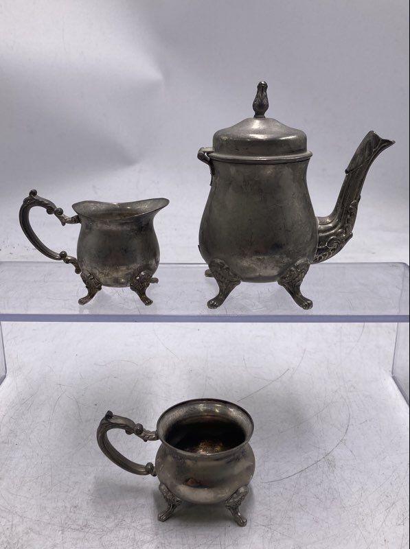 Vintage Elegance Silver Plated Silverware Collectible Cream Sugar And Teapot Set