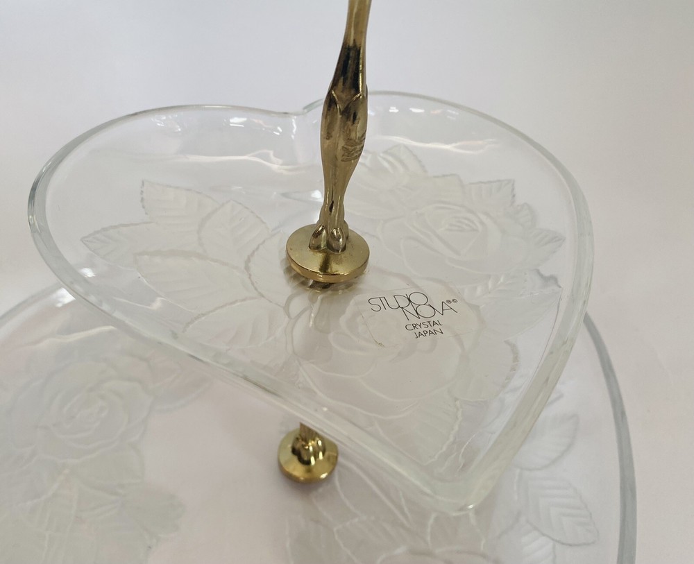 Two Tier Heart Shape Winter Rose Sweets Tray Studio Nova Buffet