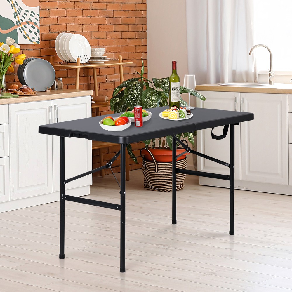 2PCS 4FT Plastic Folding Table Fold-in-Half Utility Table for Camping Picnic