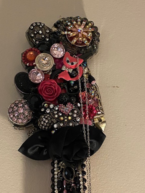 Funky Guitar Wall Art- 'Hello Kitty"- Handmade