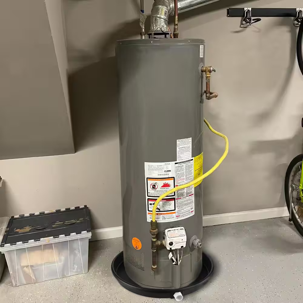 24 In. Plastic round Water Heater Drain Pan with PVC Fitting