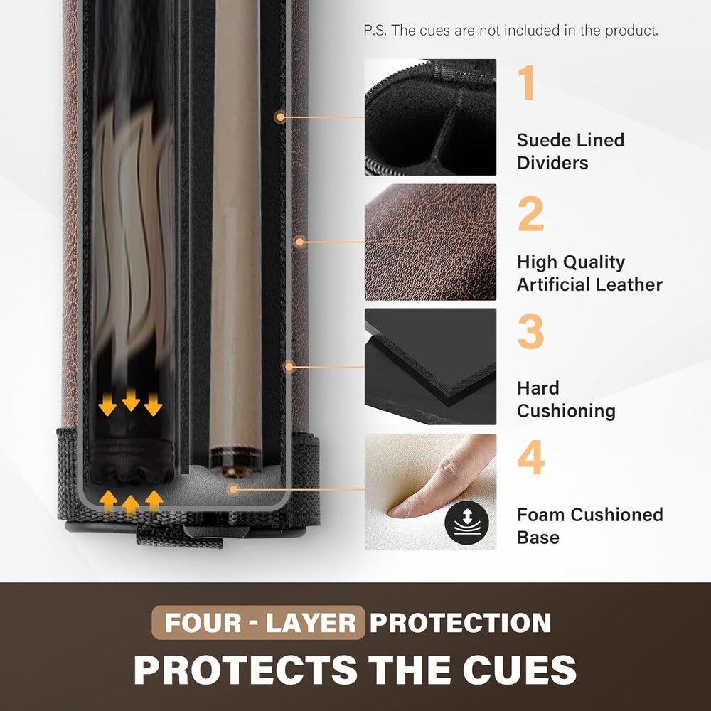 Waterproof Pool Cue Case with Two Pockets - Essential for Players