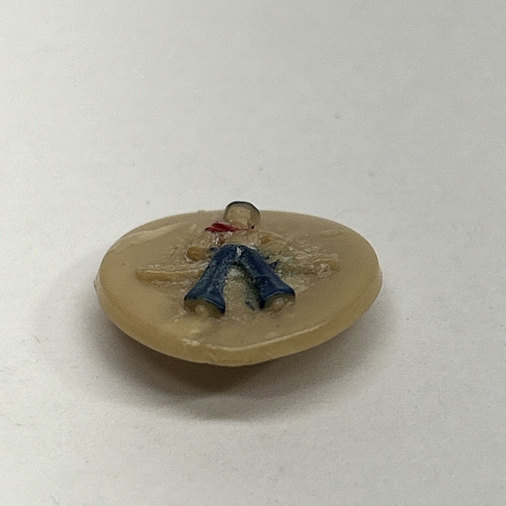 Vintage Celluloid Early Plastic Tan Sewing Button Sailor