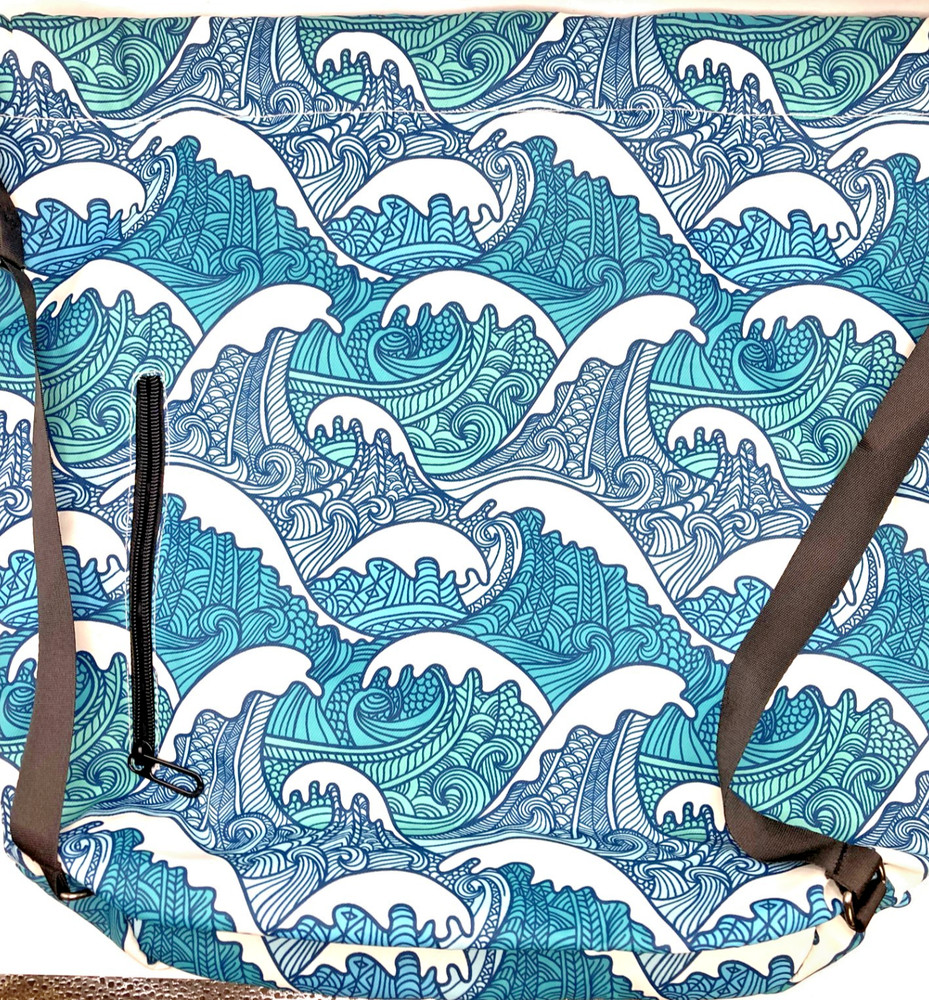 Risefit Drawstring Backpack with Mesh Pockets String Pool/Gym Bag Blue Waves