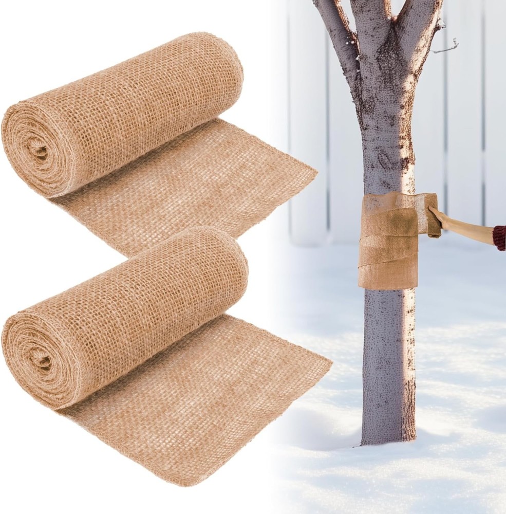 2 Rolls Burlap Tree Protector Wraps 7.8" X 118" Winter Tree Trunk Guards