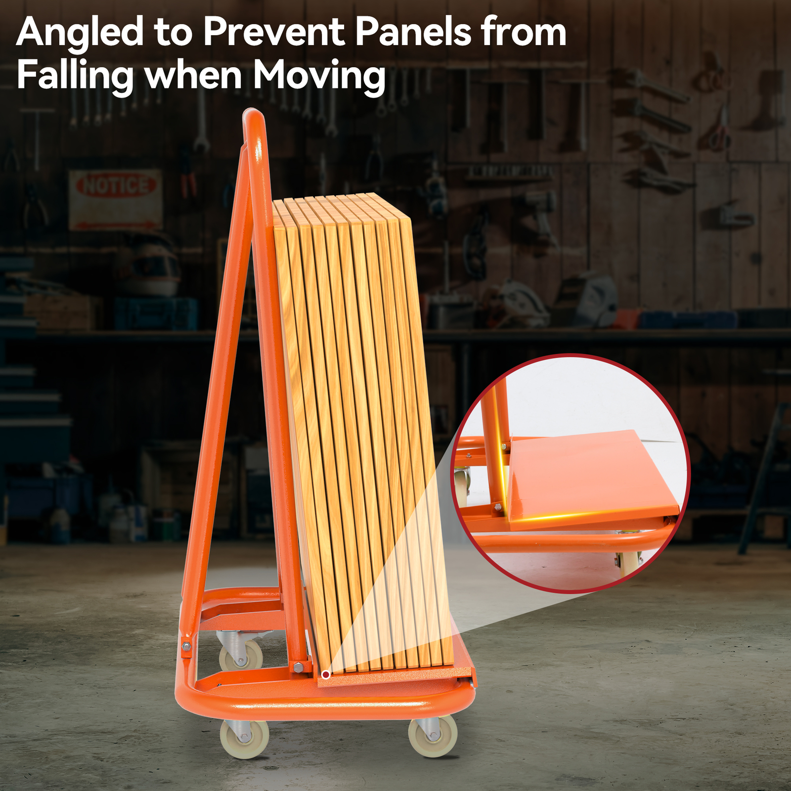 Heavy Drywall Cart 45.3" L × 22.4" W × 46" H W/ 4 Swivel Wheels 3000 LB Capacity