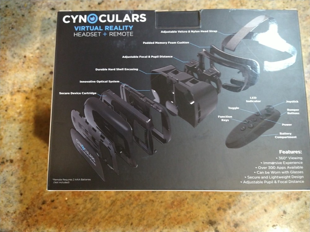 Cynoculars 3D Virtual Reality Headset Wireless Gaming Remote Compatible
