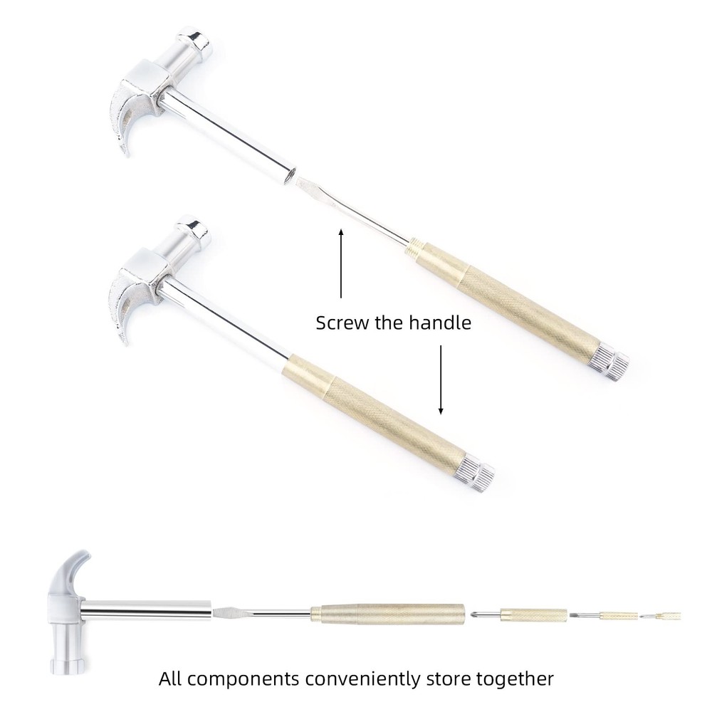 6 in 1 Hammer & Screwdriver Tool Multitool Set Claw Hammer with AntiR...
