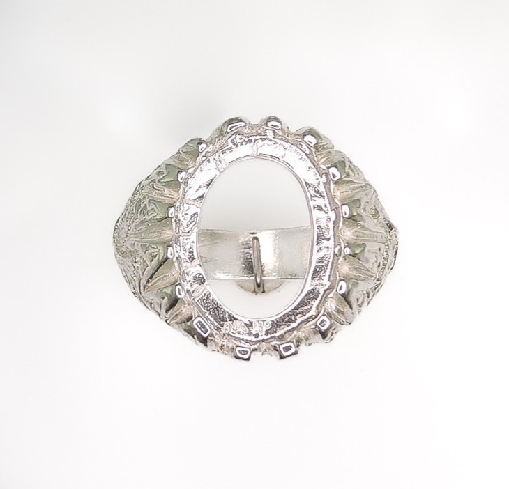Mens Oval Cabochon Eagle Shank Donello Ring Setting Sterling Silver