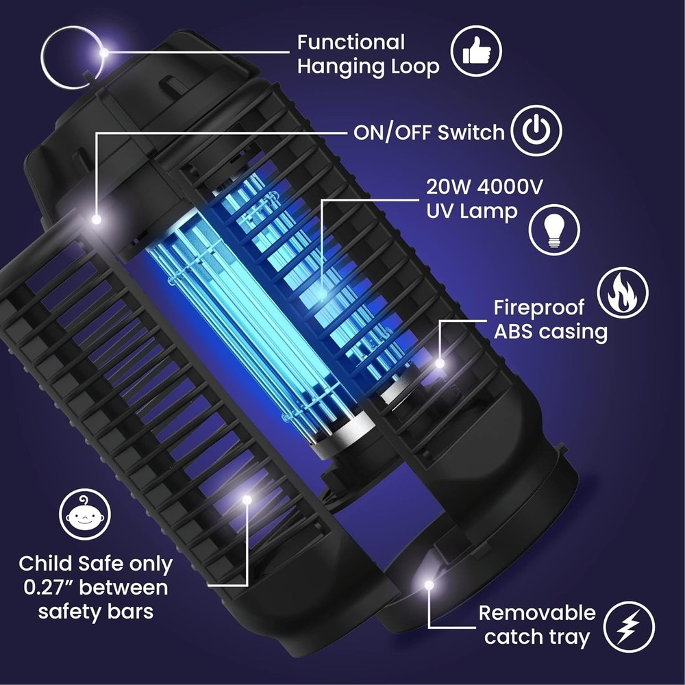 LiBa Electric Bug Zapper (2-Pack) Indoor Insect Killer - (4) Extra Replacemen...