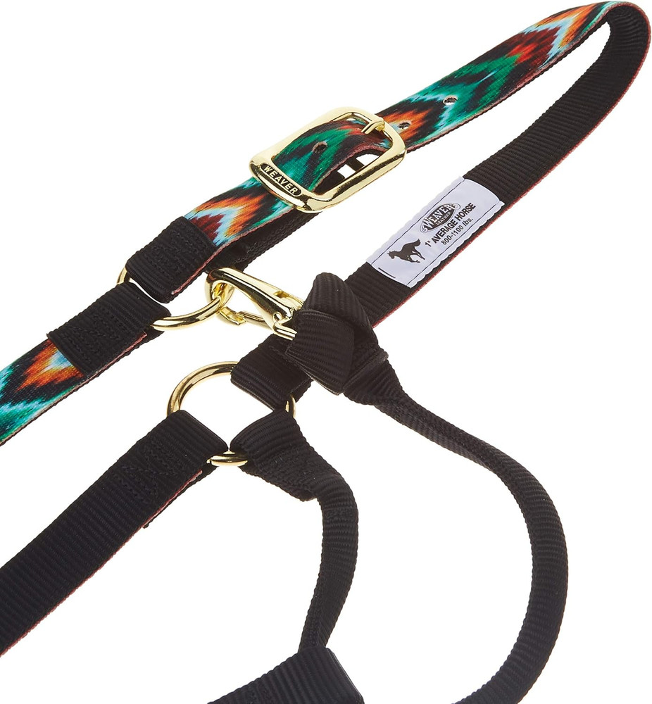 Nylon Horse Halter, Patterned Webbing, Adjustable Chin & Throat Snap Halters for
