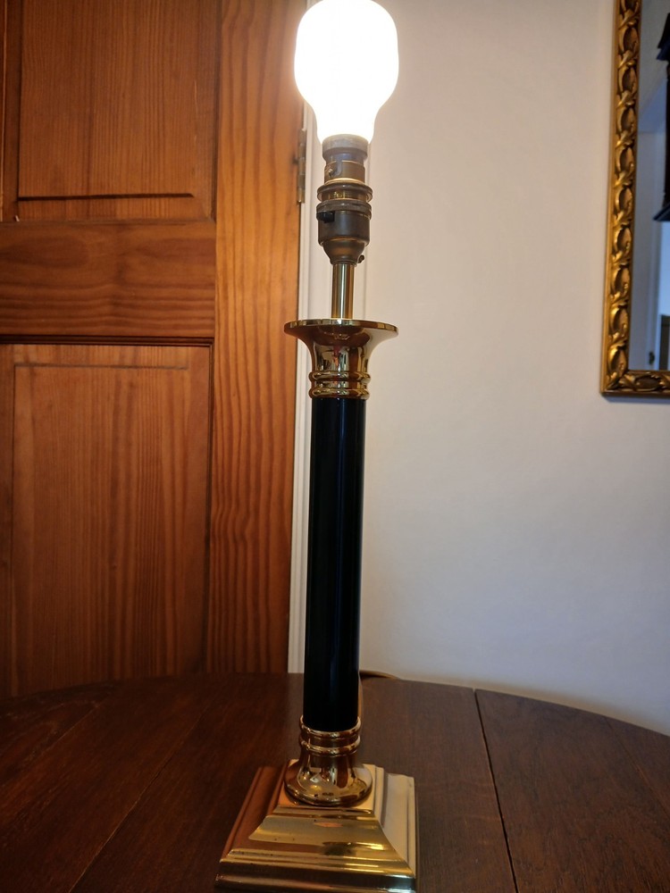 SEARCHLIGHT Brass and black column table lamp base