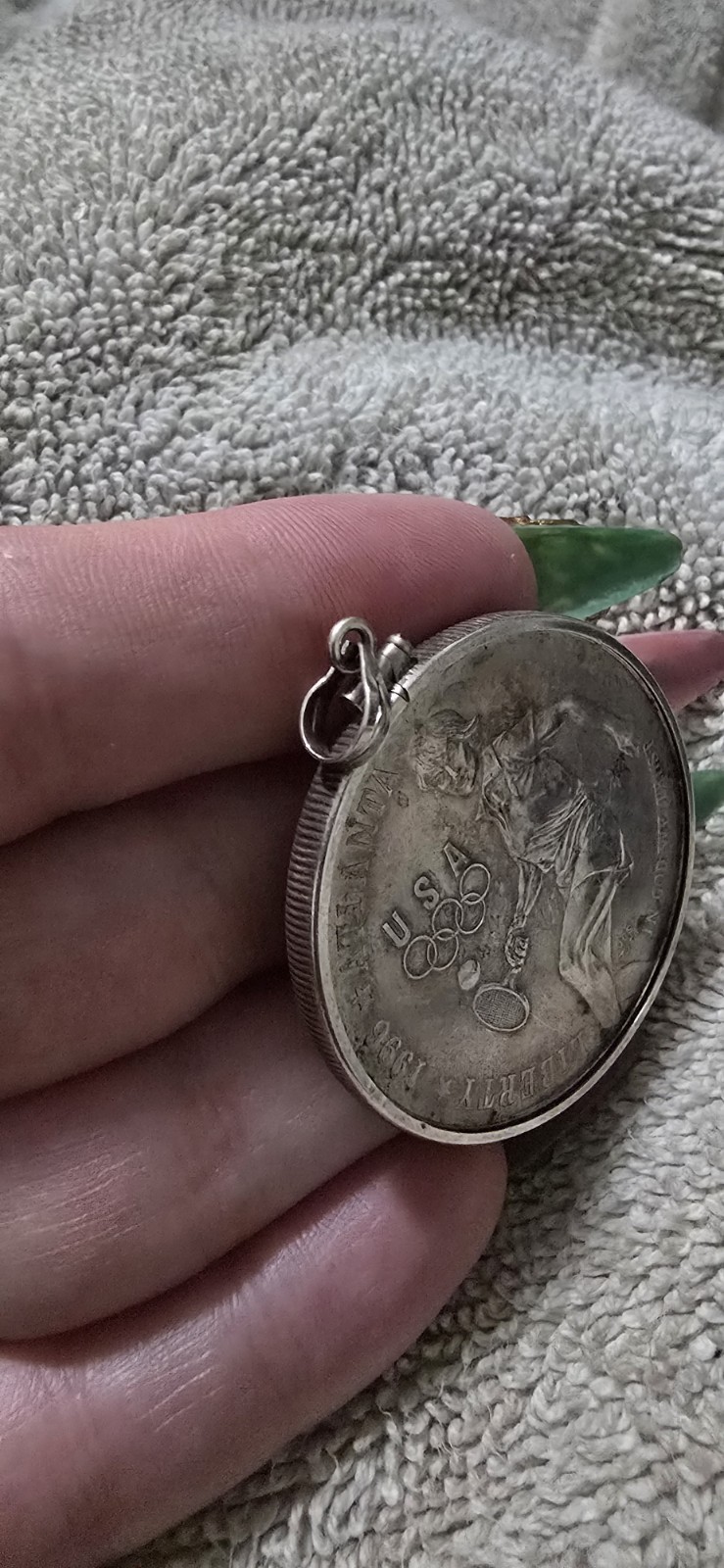 1996 D Atlanta Olympics Tennis Proof Commemorative 90% Silver Dollar Pendanr