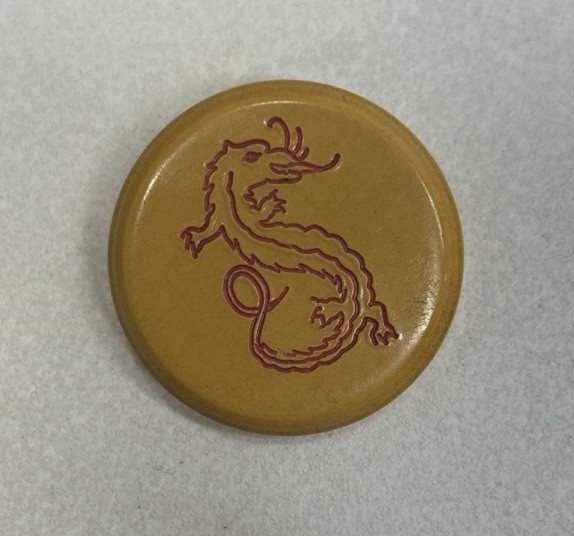 Antique Picture Button Mythological Creature Dragon Bakelite Celluloid?