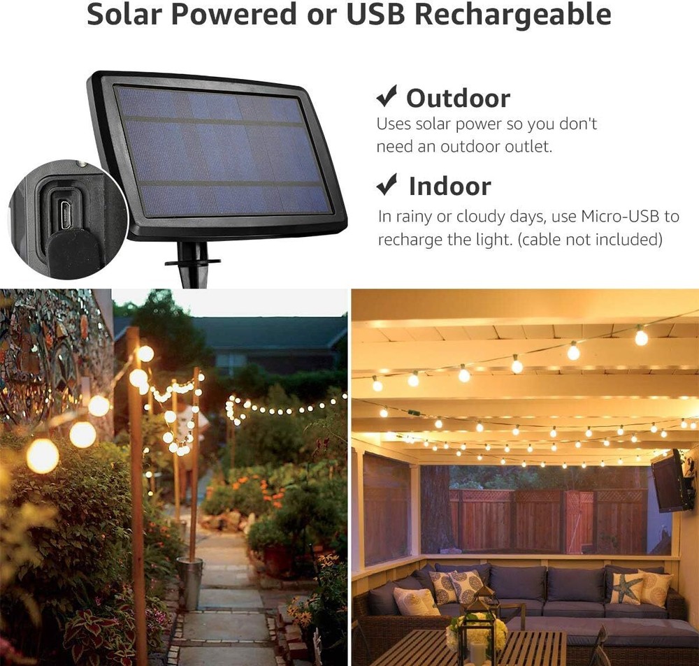 Solar String Lights - 100Ft LED Outdoor String Lights - Shatterproof, Waterproof