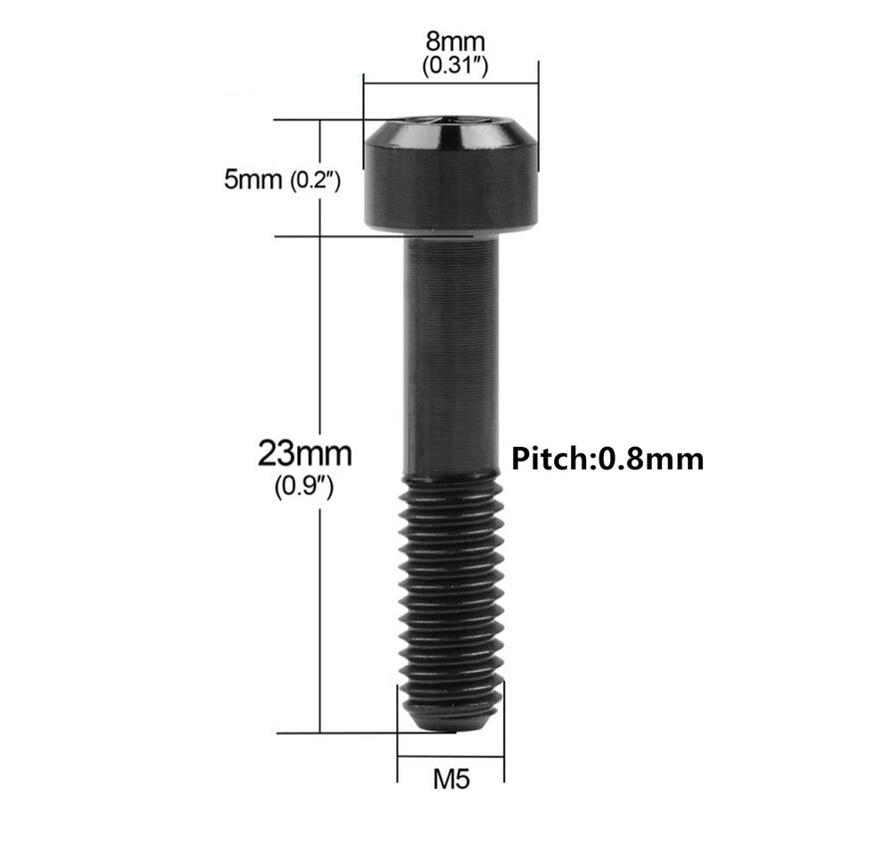 M5x23mm Titanium Bolt Round Socket Hex Head Half threaded Screw for Bicycle Disc