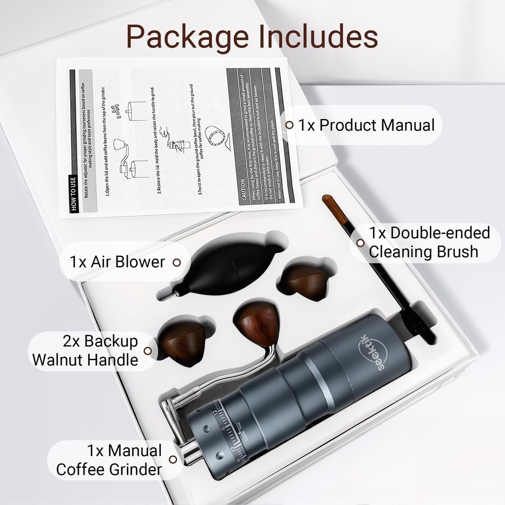 Manual Coffee Grinder with Numerical External Adjustable Setting Stainless St...