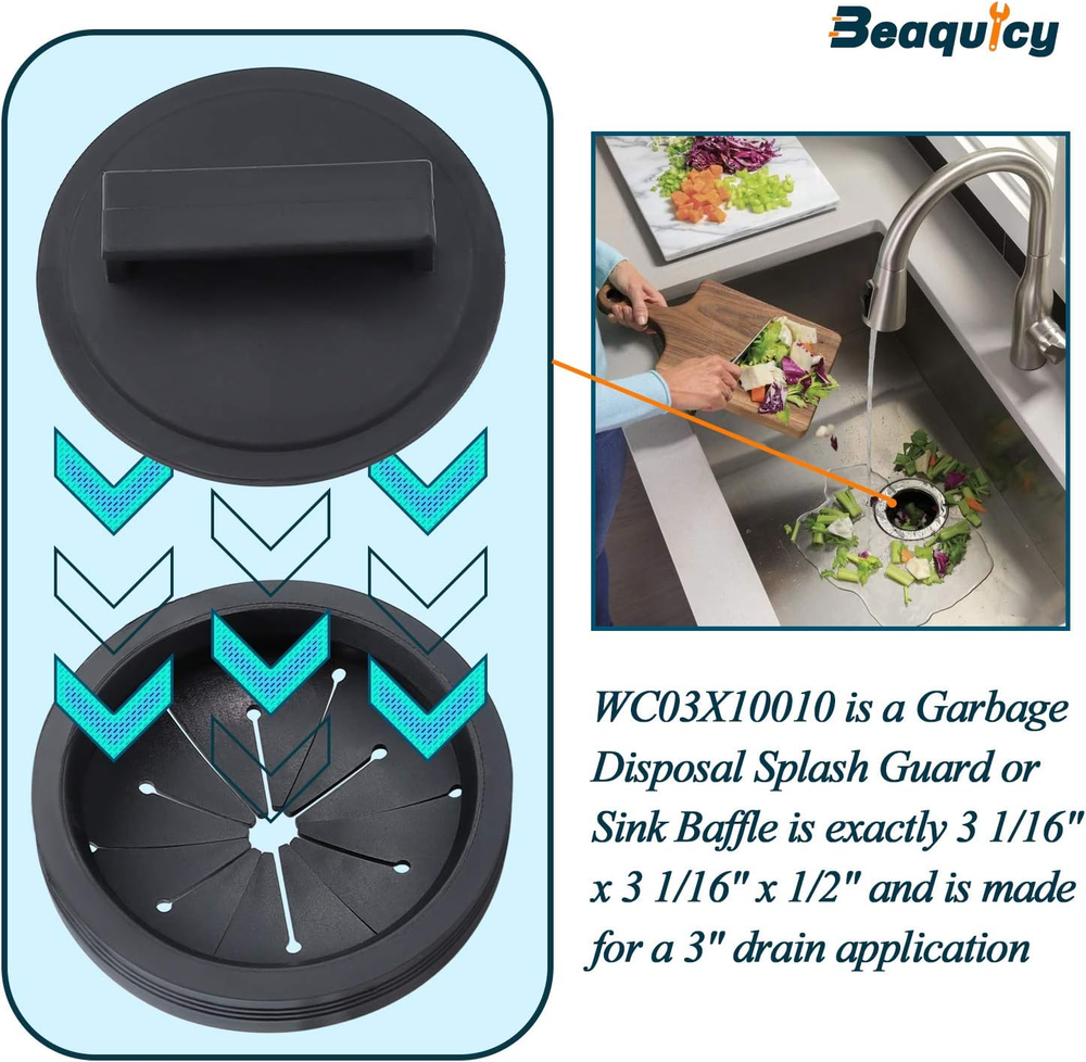 Garbage Disposal Splash Guards and Stopper Set - 3 Pack Sink Baffle Disposal wit