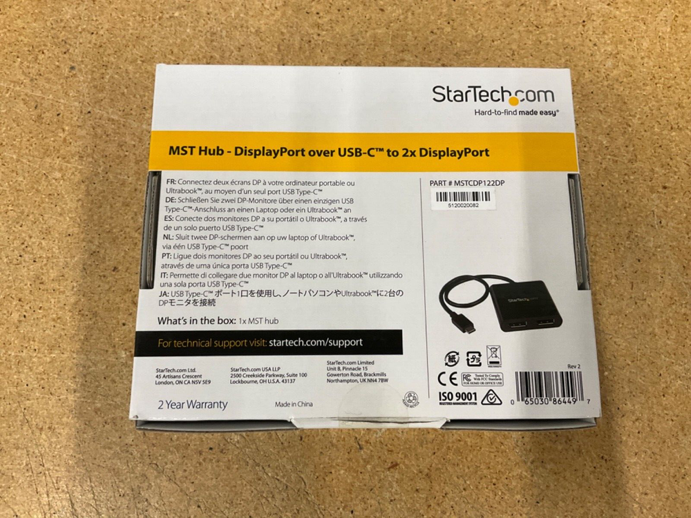 Startech.com MSTCDP122DP MST Hub DisplayPort over USB-C to 2x DP