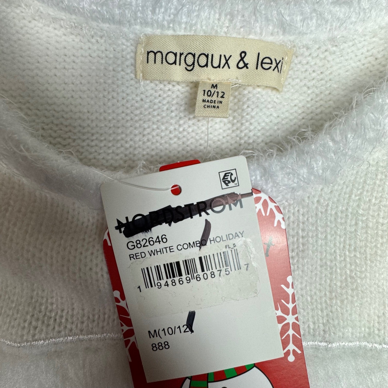 NEW Margaux Lexi Girl Red White Santa Dress Knit Sequins Belt Sz M 10 12 Holiday