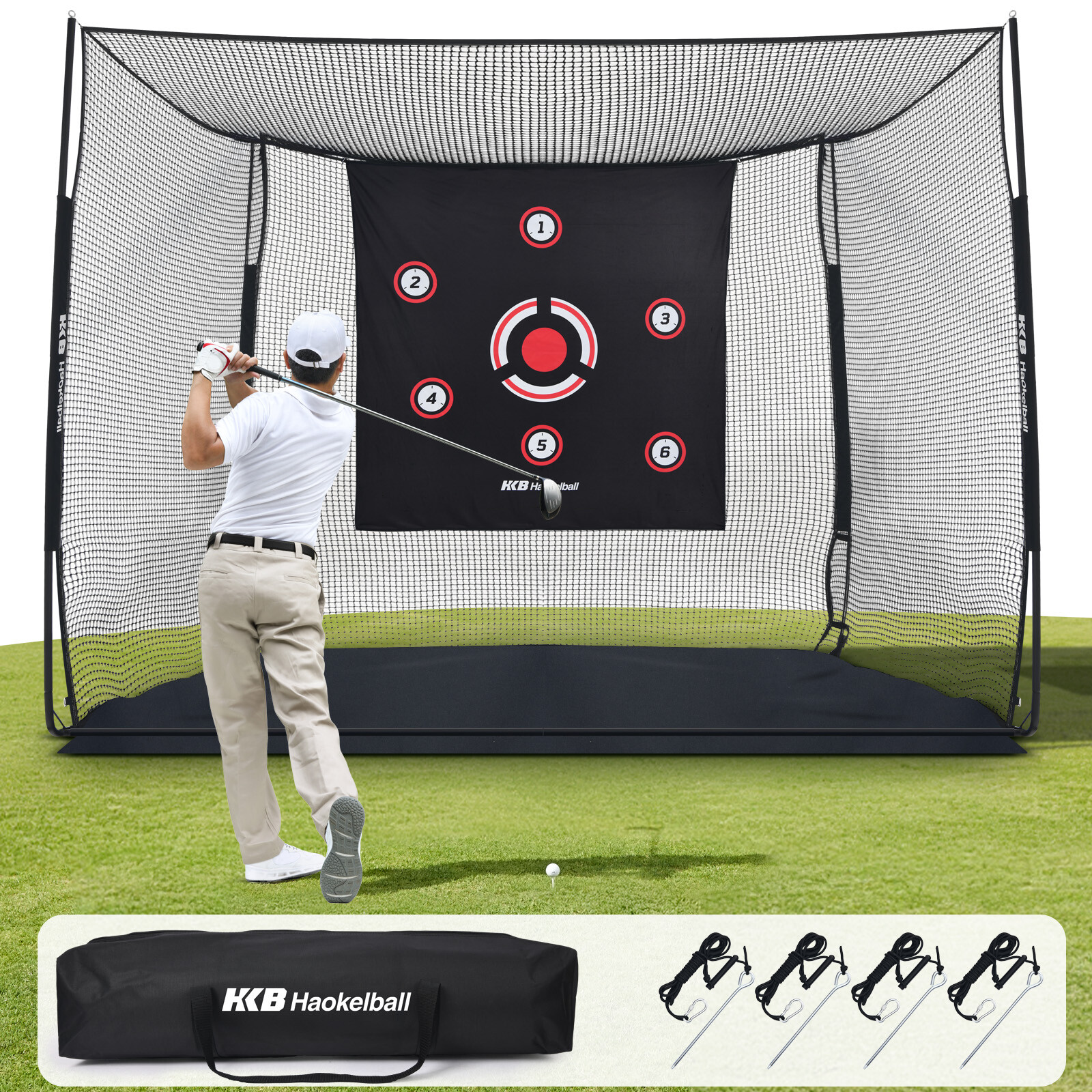 Golf Hitting Cage 10x8x6ft Golf Practice Net Heavy-Duty Steel Frame for Backyard