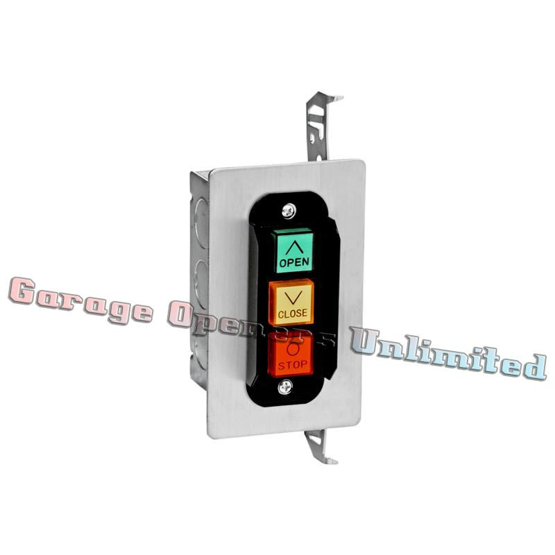 MMTC 3BF OPEN-CLOSE-STOP Interior Three Button Flush Mount Control Station