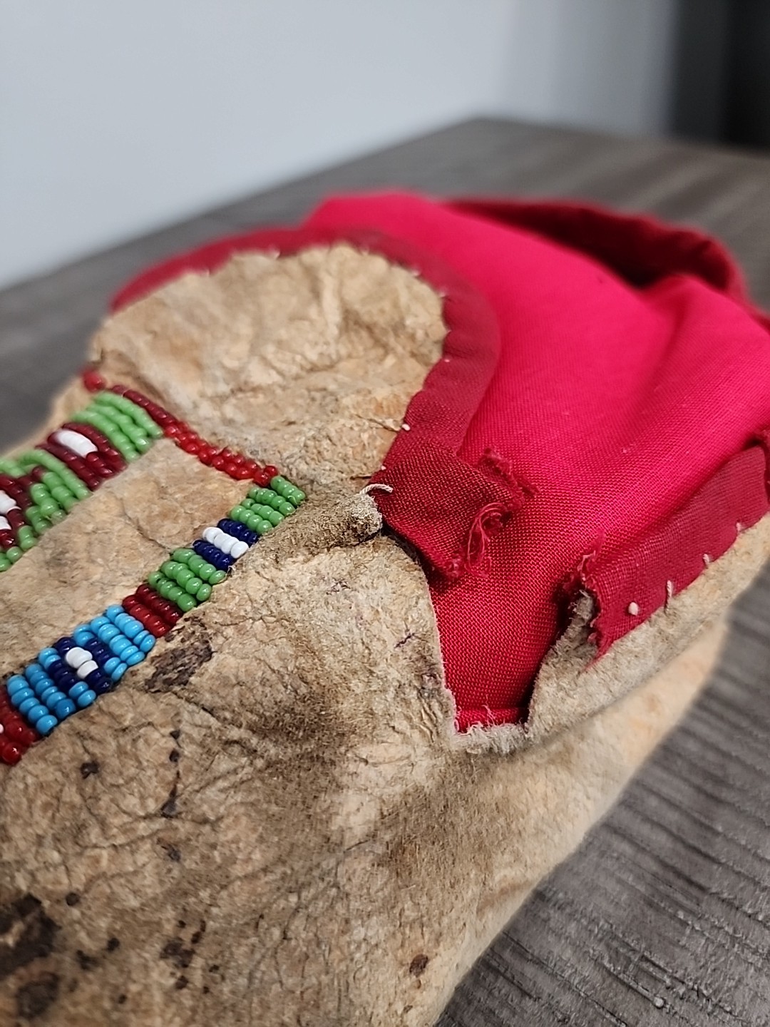 Northern Plains Moccasins with beaded Geometric Pattern Tops C.1890