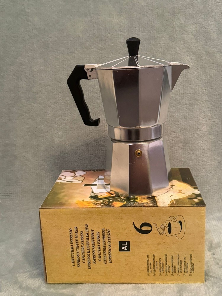 espresso machine coffee 6 cups silver