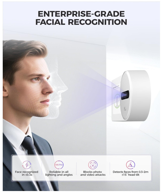 Time Clock Cloud-Based, TC5 Face Recognition Time Clocks for Employees Small Bus