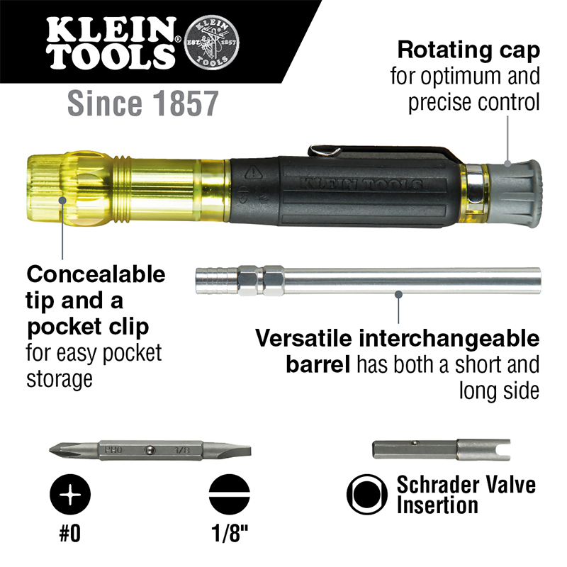 Klein Tools 32613 HVAC Pocket Screwdriver 3-in-1