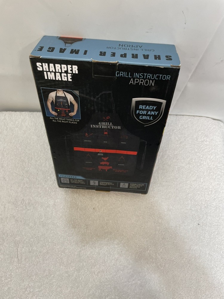 Sharper Image Backyard BBQ Barbecue Chef Black Grill Instructor Apron