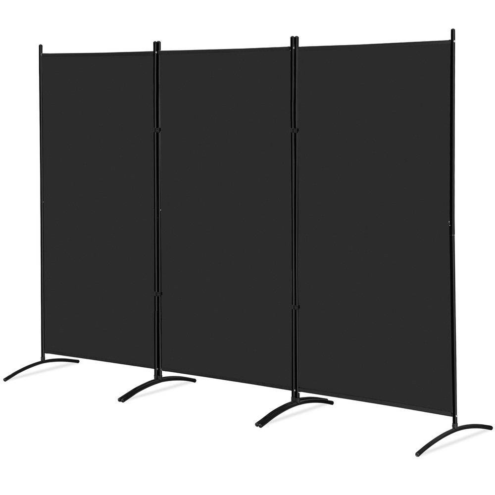 3 Panel Rolling Room Divider Folding Wall Divider for Office Restaurant Black