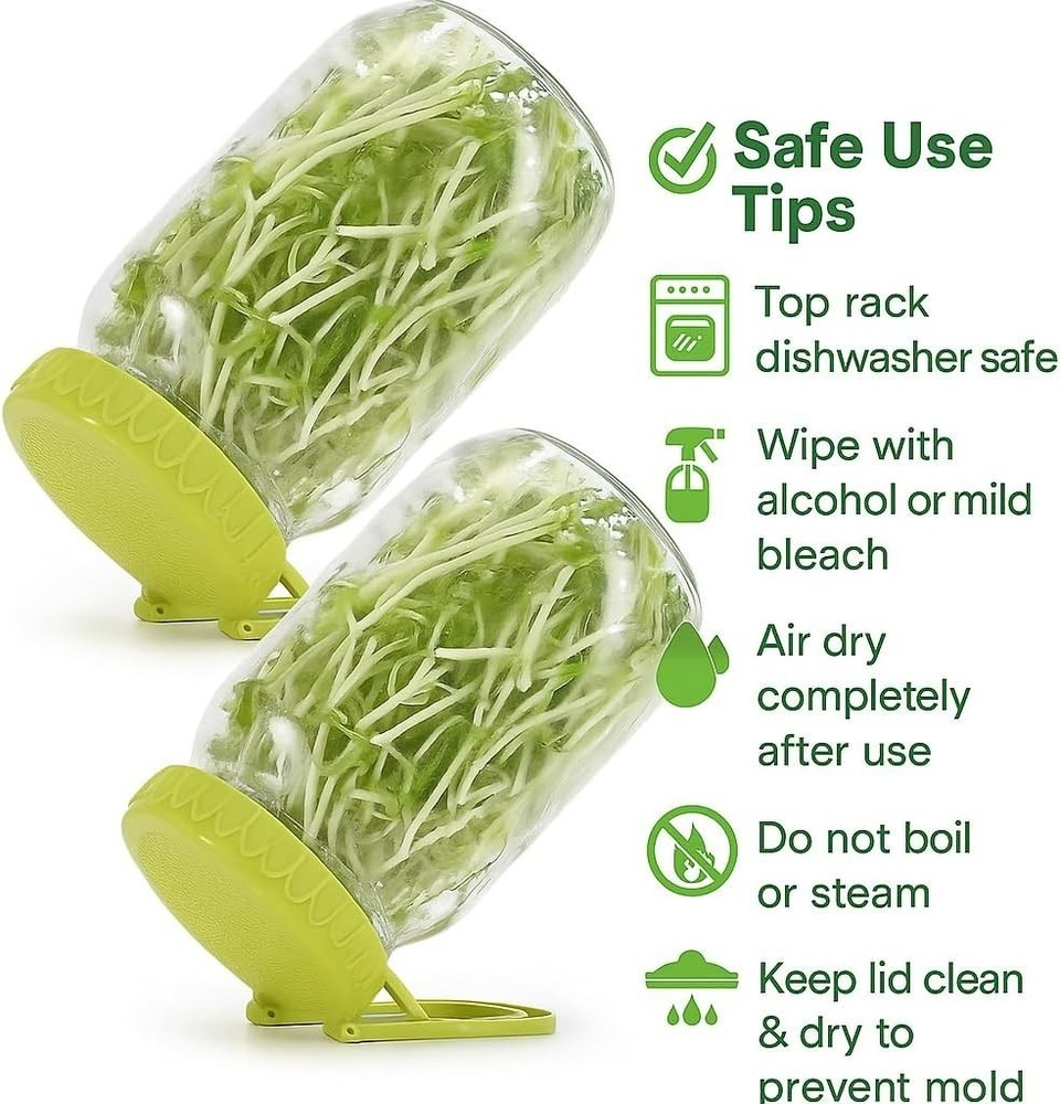 Sprouting Lids with Stand for Wide Mouth Mason Jars, Seed Germination Kit