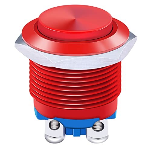 /16mm Waterproof Metal Shell Momentary Raised Top Push Button Switch Red
