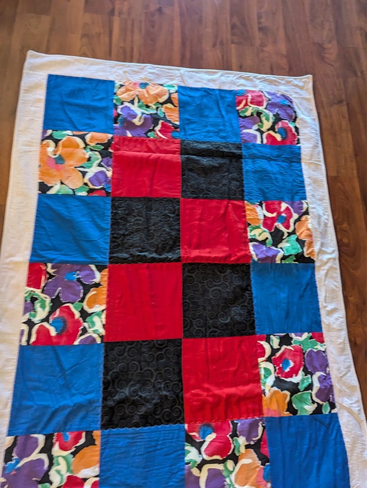 Patchwork Lap Quilt Blanket Throw Multicolor 50”x 35” - Please See Video